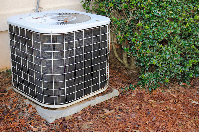 An HVAC unit outside of a home
